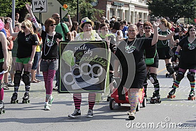 Circle City Socialites Roller Derby Team at Indy Pride Editorial Stock Photo