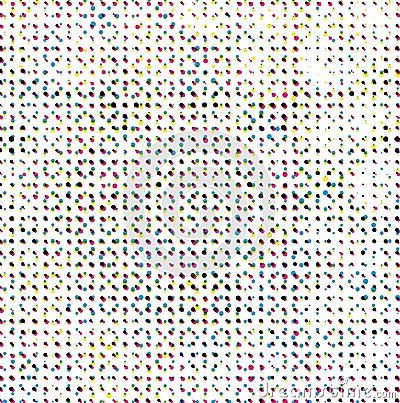 circle of cmyk colored dots on a white background, a colorful background with multicolored dots, cmyk dots effect, Vector Illustration