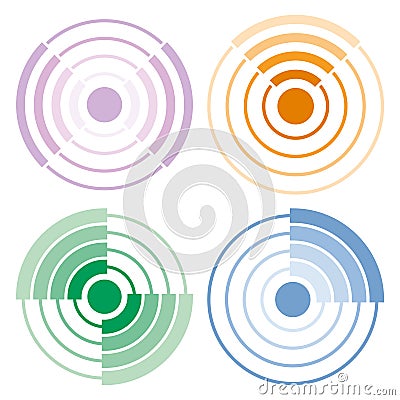 Circle colored signal icons Vector Illustration