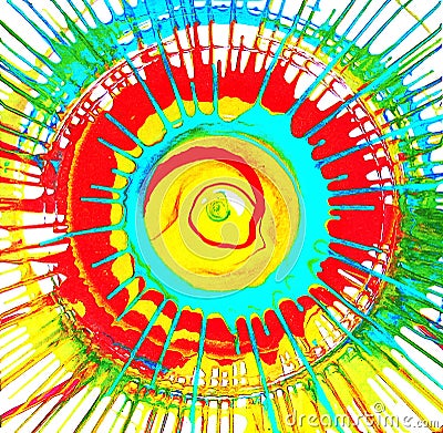 Circle - colored splashes. Summer sun rays. Stock Photo