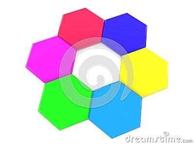 Circle of colorful hexagons Stock Photo