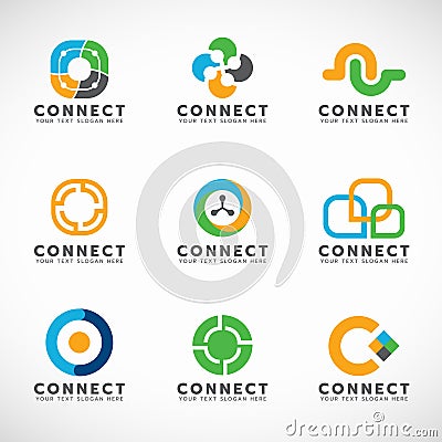 Circle Connect logo for business vector set design Vector Illustration