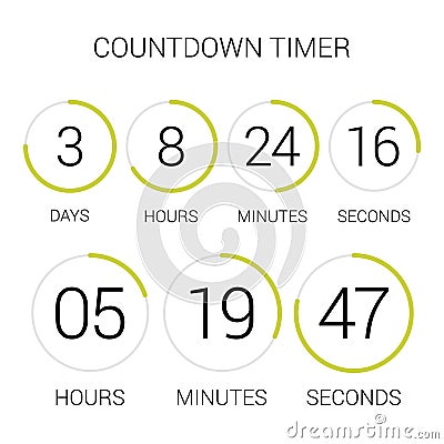 Circle countdown clock counter timer on white Vector Illustration
