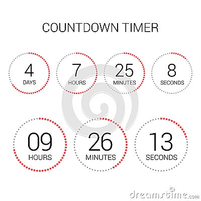 Circle countdown clock counter timer on white Vector Illustration