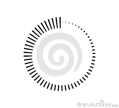 Circle countdown icon. Time clock symbol. Timer measure. Line and dot design element. Hour and minute icon. Interval Vector Illustration