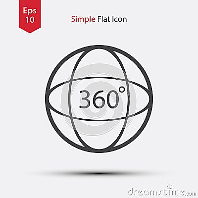 Circle 360 Degree Text Inside. Simple Sign Of 180 Degree Video. Vector Symbol Vector Illustration