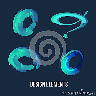 Circle design element set. Business Blue Circle icon. Corporate,Technology logo design template. Vector Illustration