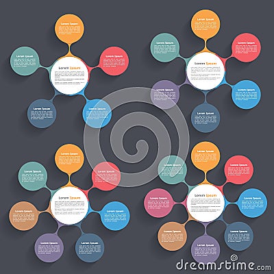 Circle Diagrams Set Vector Illustration