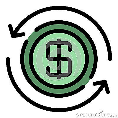 Circle dollar icon color outline vector Vector Illustration