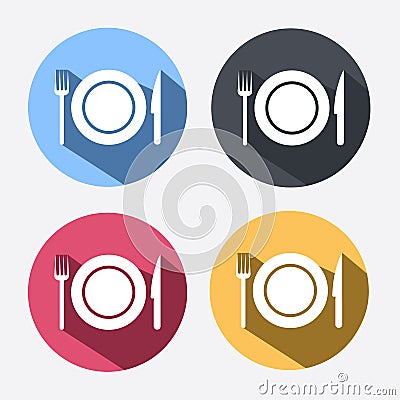 Circle Download Icons on flat design Stock Photo