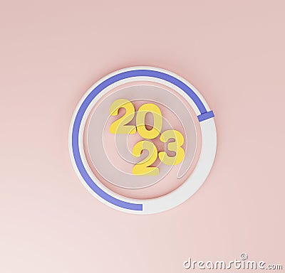 2023 with circle download infographic for countdown and preparation merry Christmas and happy new year concept by 3d render Cartoon Illustration