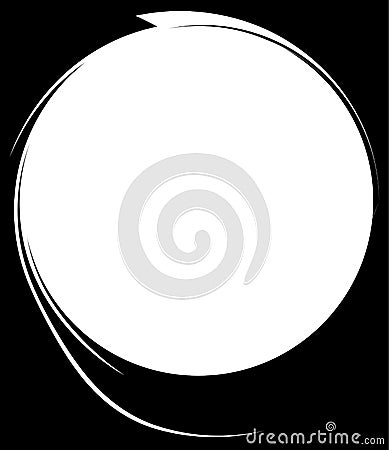 Circle with dynamic swoosh line frame. Monochrome circular element Vector Illustration