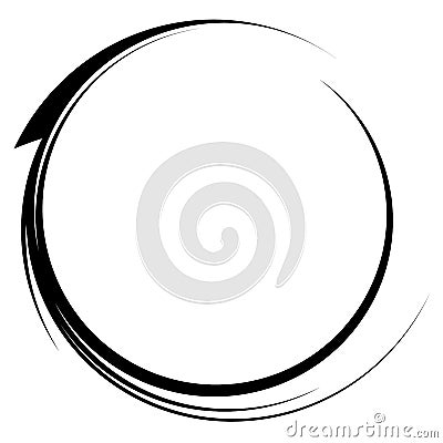 Circle with dynamic swoosh line frame. Monochrome circular element Vector Illustration