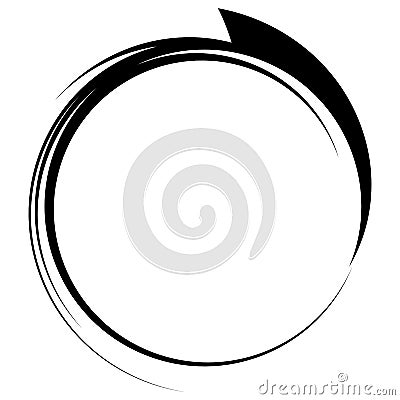 Circle with dynamic swoosh line frame. Monochrome circular element Vector Illustration