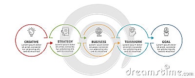 Circle elements of graph, diagram with 5 steps, options, parts or processes. Template for infographic, presentation Vector Illustration