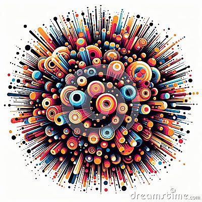 Circle Explosion An explosive pattern of circles creating a vibr Stock Photo