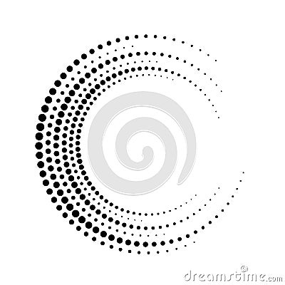 Circle fading boarder. Black circular border with effect halftone. Abstract dot fade frames. Modern diffuse ring. Round fadew patt Vector Illustration