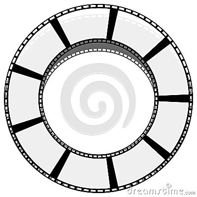 Circle filmstrip isolated with shadow for photography, multimedia concepts Vector Illustration