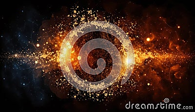 circle of fire on cosmic abstract background. generative ai. Stock Photo