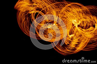 Fire flame with movment isolated on black isolated background - Beautiful yellow, orange and red and red blaze fire Stock Photo