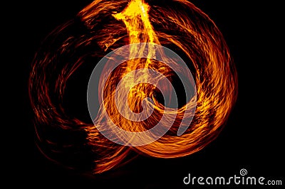 Fire flame with movment isolated on black isolated background - Beautiful yellow, orange and red and red blaze fire Stock Photo