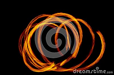 Circle of Fire flame movment isolated on black isolated background - Beautiful yellow, orange and red and red blaze fire Stock Photo