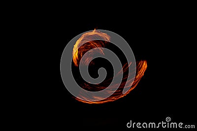 Circle Fire flame with movment isolated on black isolated background - Beautiful yellow, orange and red and red blaze fire Stock Photo