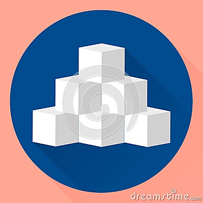 Flat icon sugar, refined sugar Stock Photo