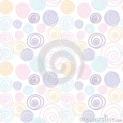 Circle flora line draw soft pastel pattern seamless design Vector Illustration