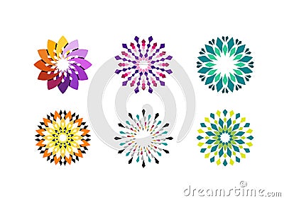 luxury, ornament, flower, logo, beauty, circle, floral, vector, design, circular flowers symbol icon Vector Illustration