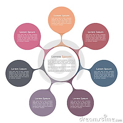 Circle Flow Chart with Seven Elements Vector Illustration