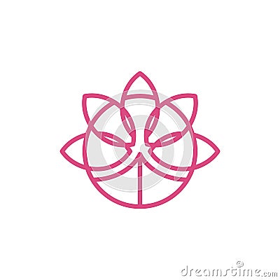 Circle flower beauty line simple logo Cartoon Illustration