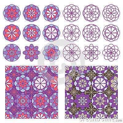 Circle flower inside seamless pattern Vector Illustration