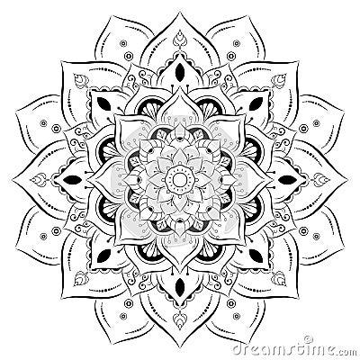 Circle flower of mandala with vintage floral style, Vector mandala Oriental pattern, Hand drawn decorative element. Unique design Vector Illustration