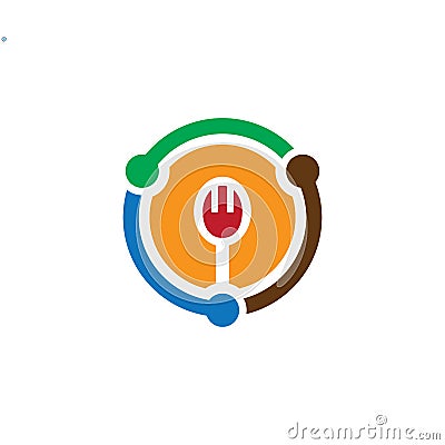 Circle fork restaurant logoDesign Vector Illustration