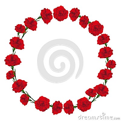 Circle frame of carnations illustration Vector Illustration