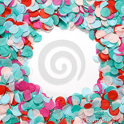 Circle frame colorful confetti celebration Stock Photo