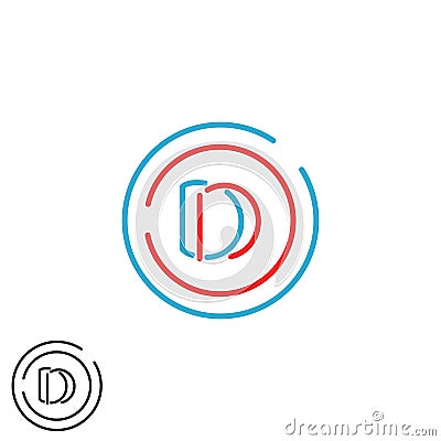 Circle frame monogram logo DD letters, simple combination two D letter, hipster wedding initials emblem Vector Illustration