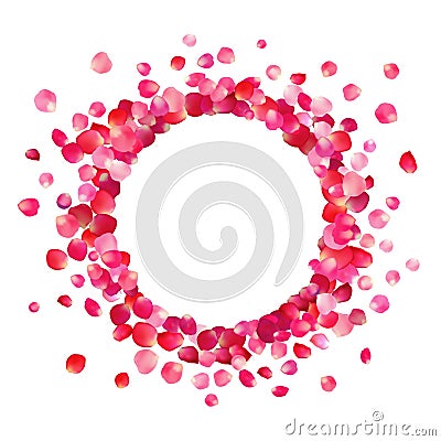 Circle frame of pink rose petals Vector Illustration