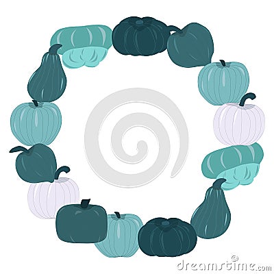 Circle frame with varities of blue squashes Stock Photo
