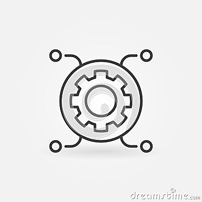 Circle with Gear linear icon. Vector Computer Maintenance sign Vector Illustration