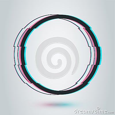 Circle glitch frame cadre template. Vector Illustration