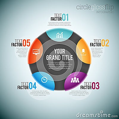 Circle Gloss Flip Infographic Vector Illustration