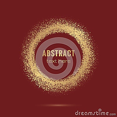 Circle gold frame. Luxury golden circular border with effect grunge. Elegant sphere boarder. Modern ring. Shape round pattern. Del Vector Illustration