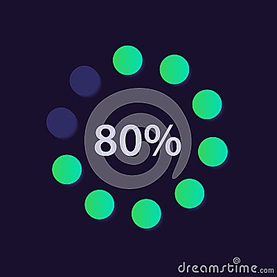 Circle gradient dot infographic chart design template for dark theme Vector Illustration