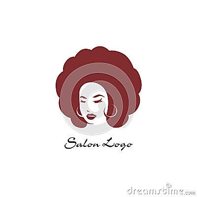 Circle hair style icon, logo women face on white background, vector Vector Illustration