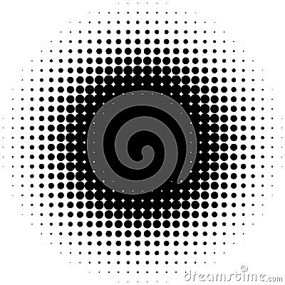 Circle halftone element, monochrome abstract graphic for DTP, pr Vector Illustration