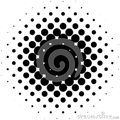 Circle halftone element, monochrome abstract graphic for DTP, pr Vector Illustration