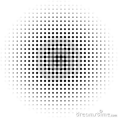 Circle halftone element, monochrome abstract graphic for DTP, pr Vector Illustration