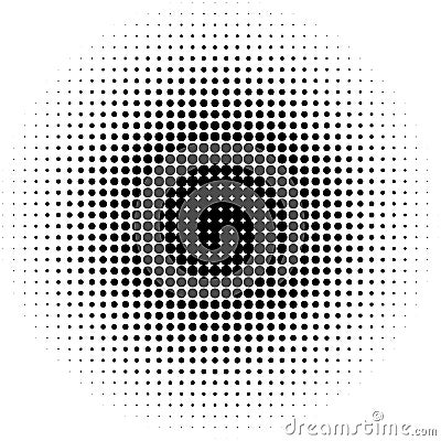 Circle halftone pattern / texture. Monochrome halftone dots. Vector Illustration